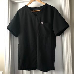 FIGS Black V-Neck Top size L